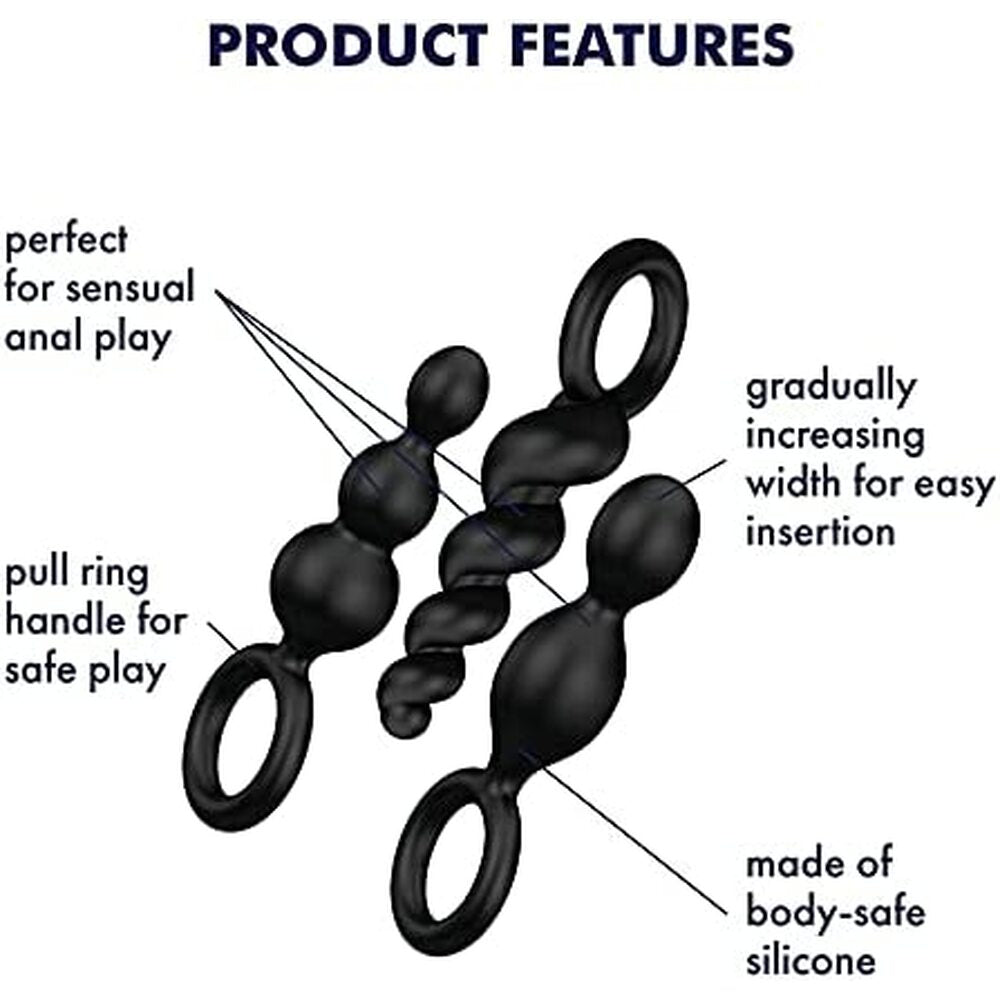 PlayBound UK adult toys & lingerie: satisfyer booty call set of 3 black anal plugs