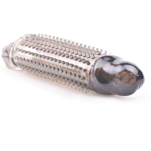 PlayBound UK adult toys & lingerie: stretchy black penis sleeve with pleasure ridges