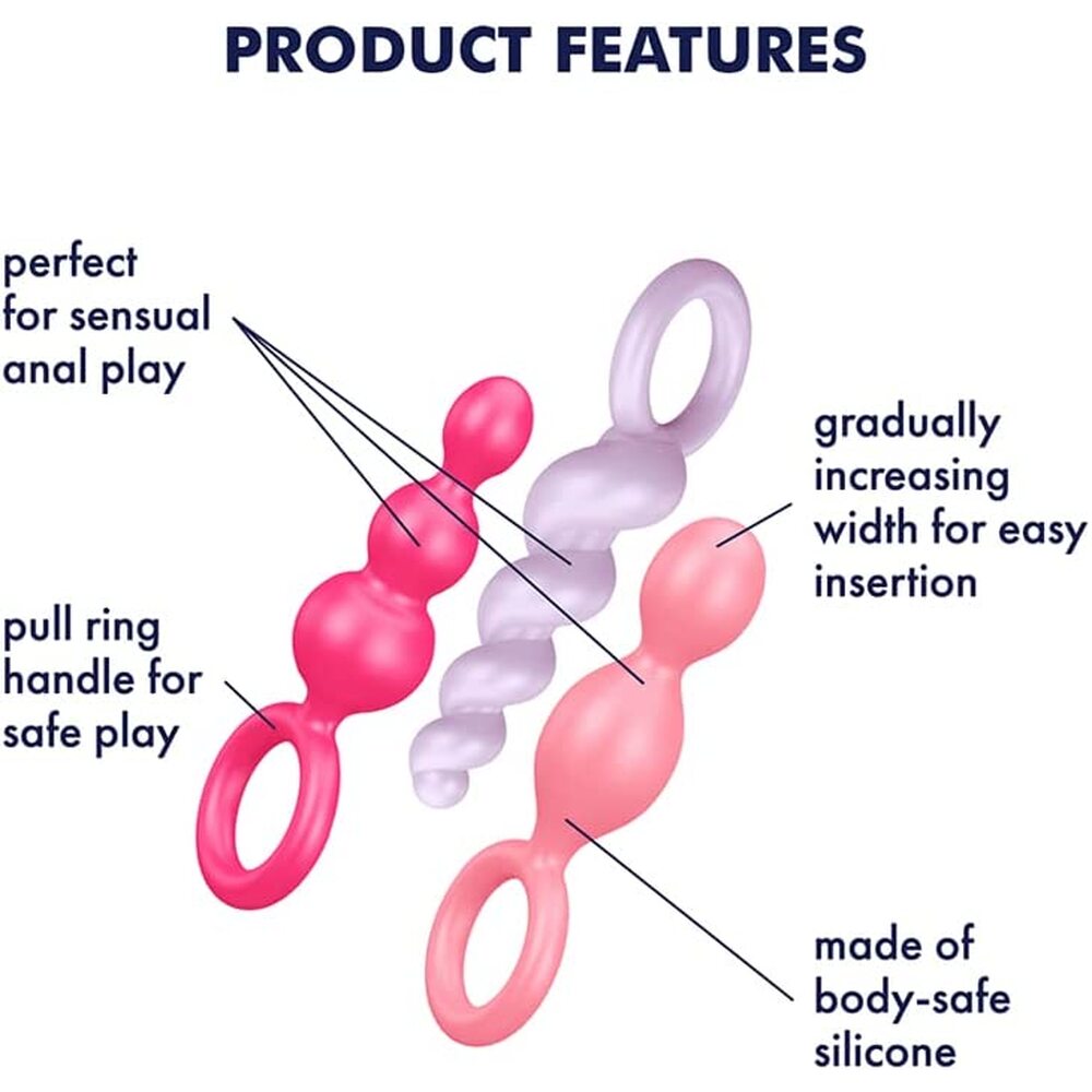 PlayBound UK adult toys & lingerie: satisfyer booty call set of 3 multicolour anal plugs
