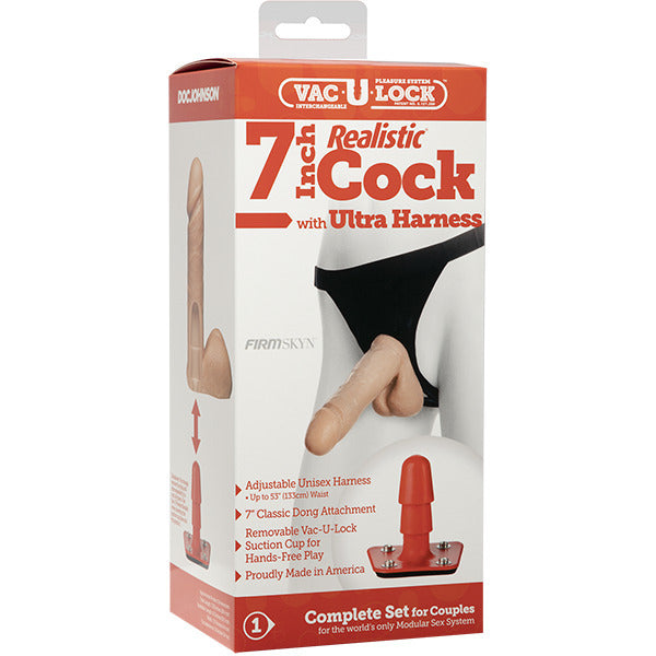 PlayBound UK adult toys & lingerie: vaculock 7 inch realistic cock with ultra harness