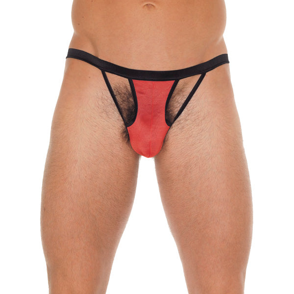 PlayBound UK adult toys & lingerie: mens black gstring with red pouch