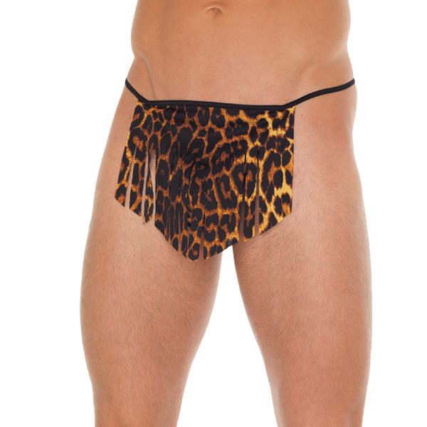 PlayBound UK adult toys & lingerie: mens black gstring with leopard loincloth