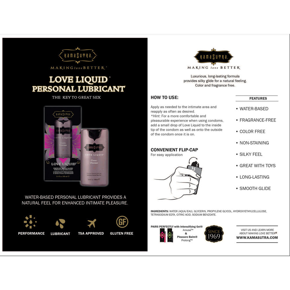 PlayBound UK adult toys & lingerie: kama sutra love liquid lubricant 100ml