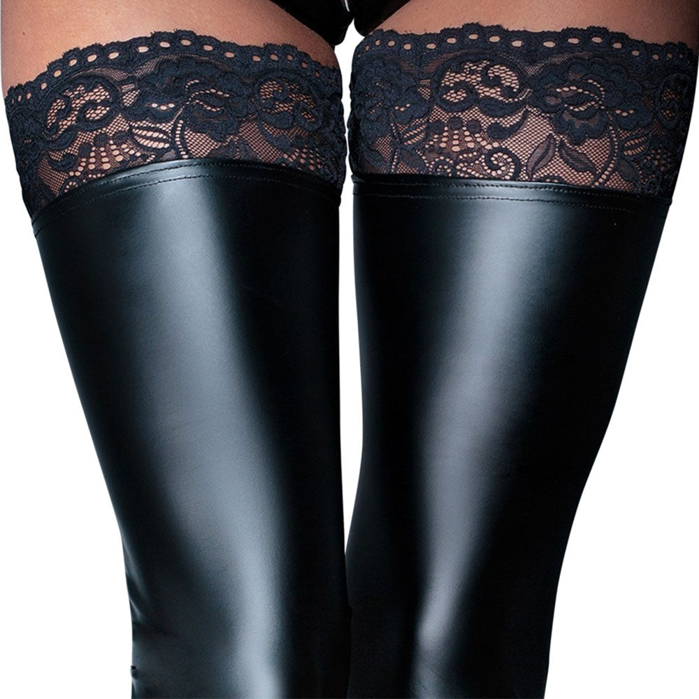 PlayBound UK adult toys & lingerie: noir handmade black footless lace top stockings