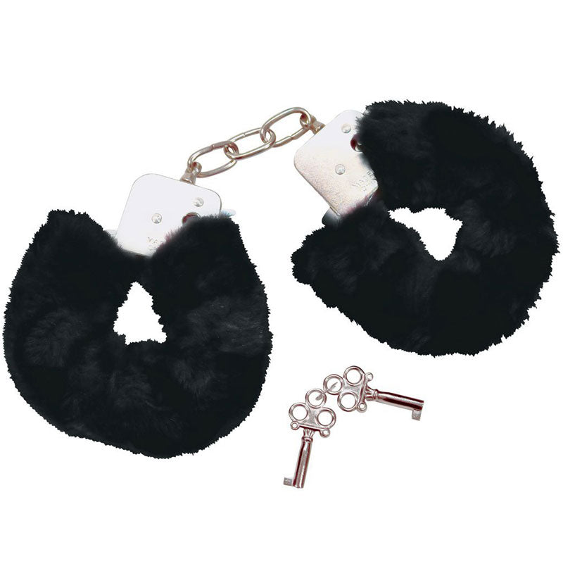 PlayBound UK adult toys & lingerie: bad kitty black plush handcuffs