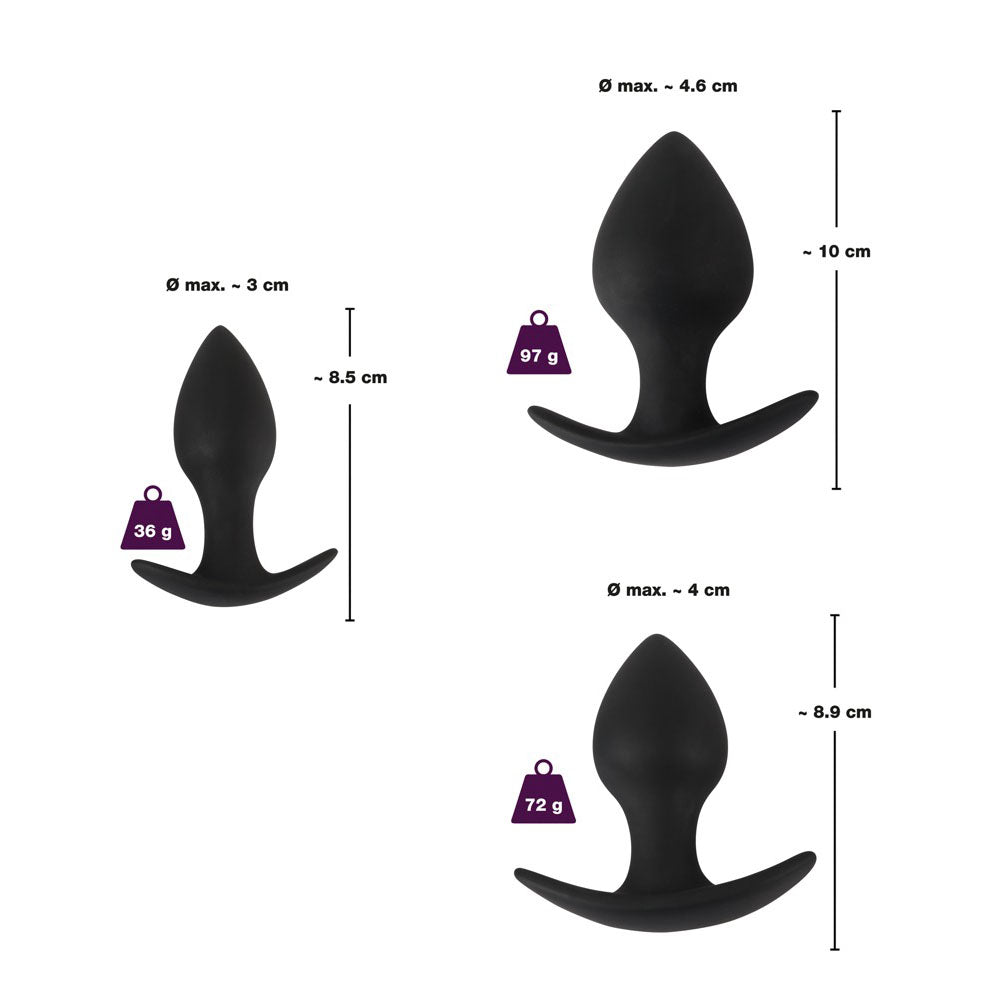 PlayBound UK adult toys & lingerie: black velvet silicone three piece anal training set