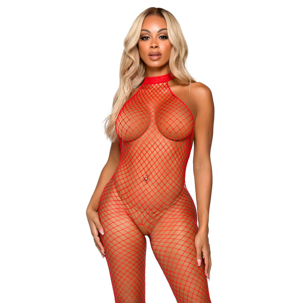 PlayBound UK adult toys & lingerie: leg avenue racer neck bodystocking red uk 6 to 12