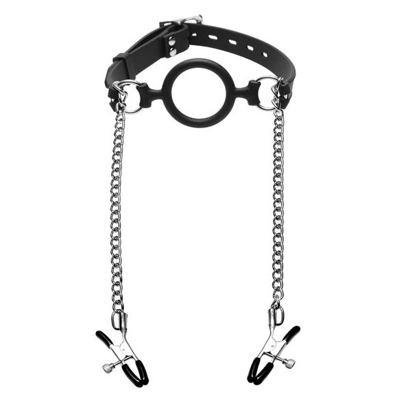 PlayBound UK adult toys & lingerie: mutiny silicone o ring gag plus nipple clamps