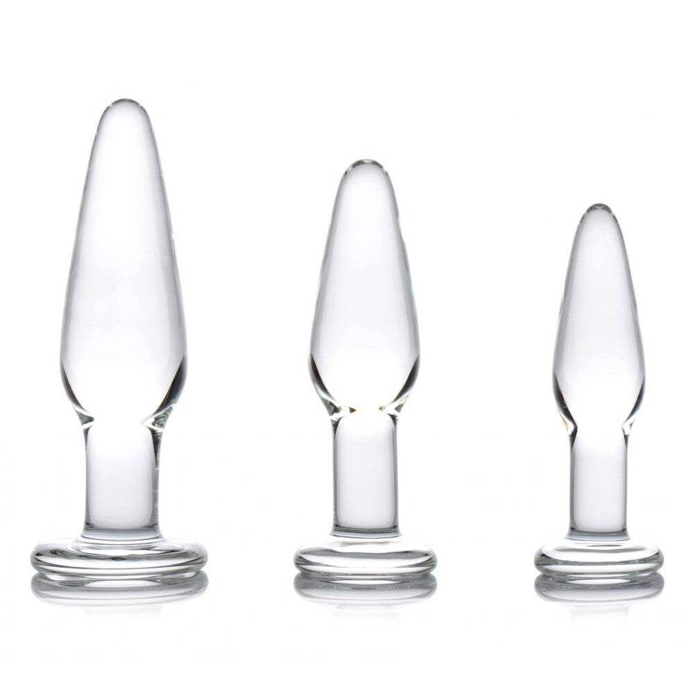 PlayBound UK adult toys & lingerie: dosha 3 piece glass anal plug kit