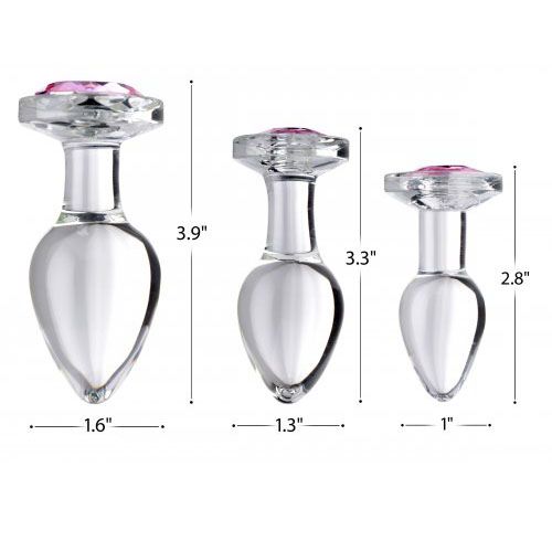 PlayBound UK adult toys & lingerie: pink gem glass anal plug set