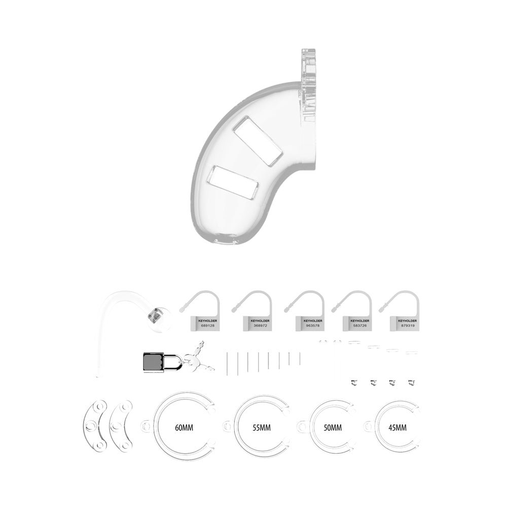 PlayBound UK adult toys & lingerie: man cage 10 male 3 5 inch clear chastity cage with anal plug