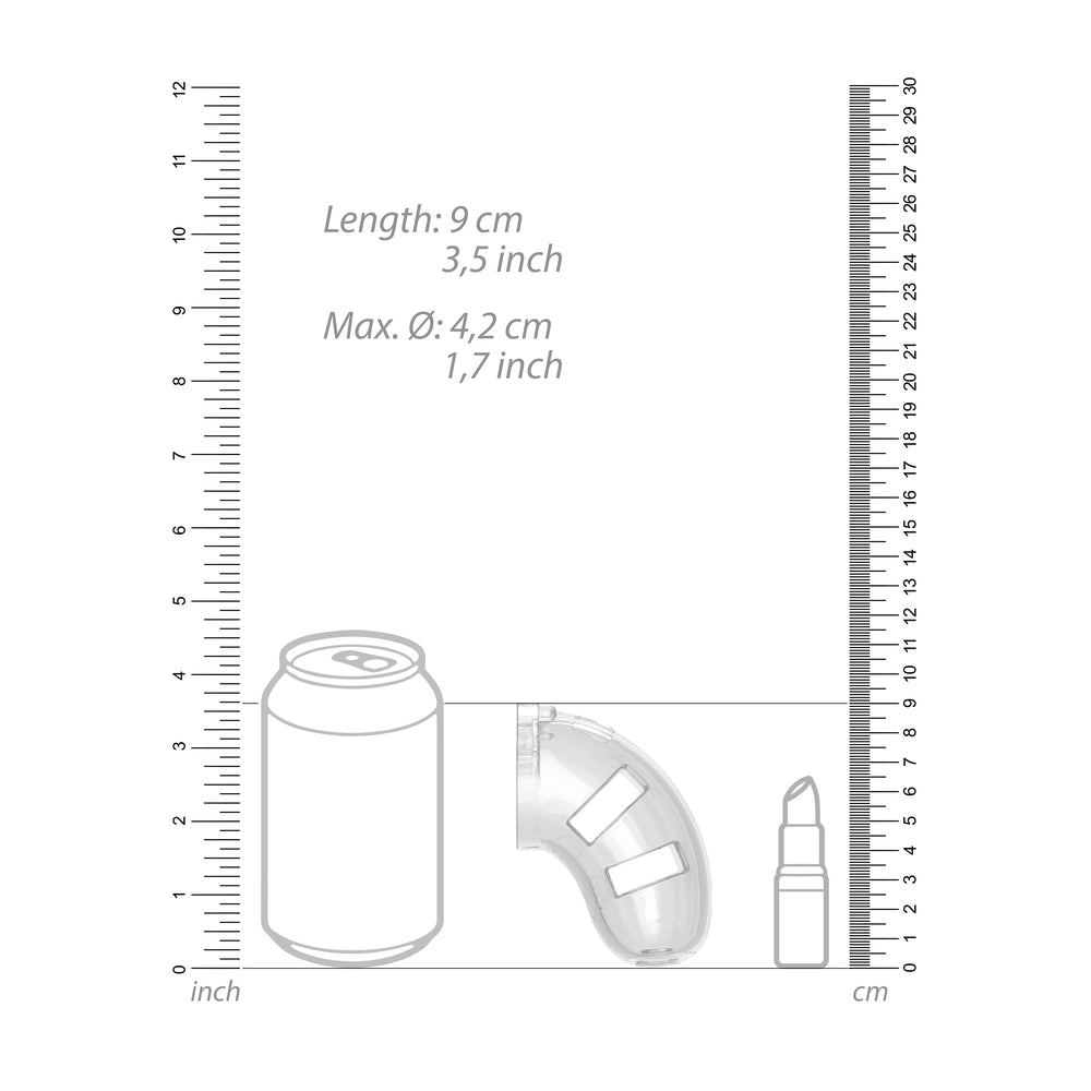 PlayBound UK adult toys & lingerie: man cage 10 male 3 5 inch clear chastity cage with anal plug