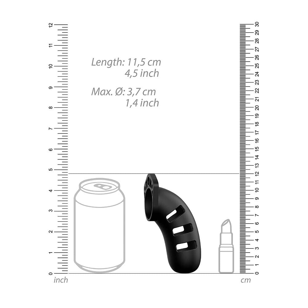 PlayBound UK adult toys & lingerie: man cage 21 male 4 5 inch black silicone chastity cage