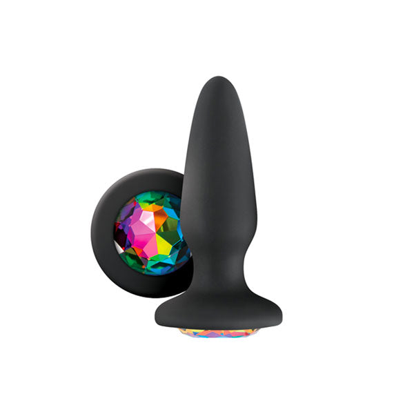 PlayBound UK adult toys & lingerie: glams silicone rainbow gem butt plug black