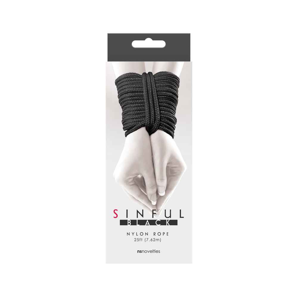 PlayBound UK adult toys & lingerie: sinful 25 foot nylon rope black