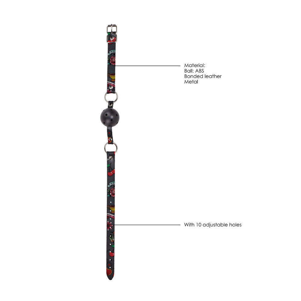 PlayBound UK adult toys & lingerie: ouch breathable ball gag with printed leather straps