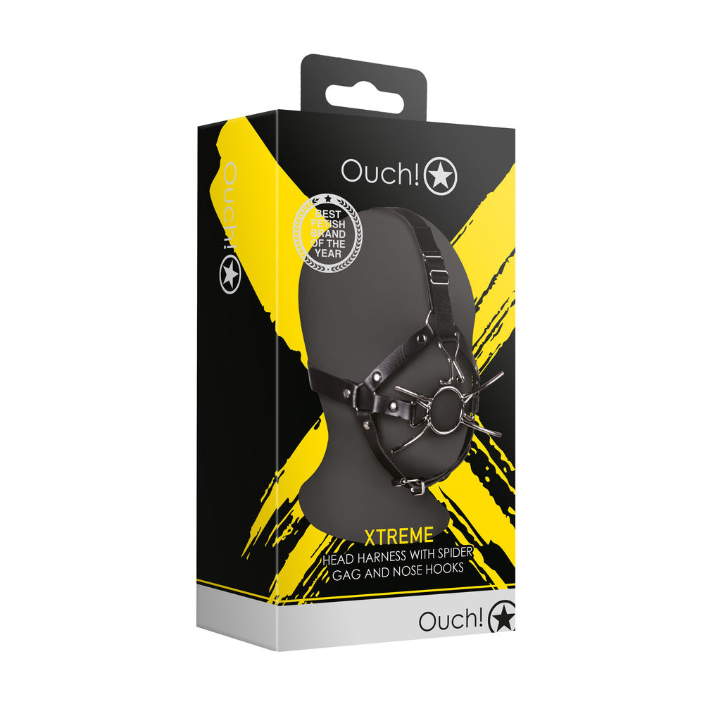 PlayBound UK adult toys & lingerie: ouch xtreme head harness with spider gag and nose hooks