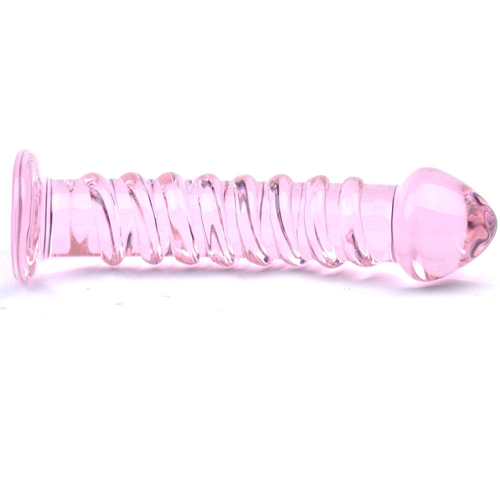 PlayBound UK adult toys & lingerie: textured pink glass dildo