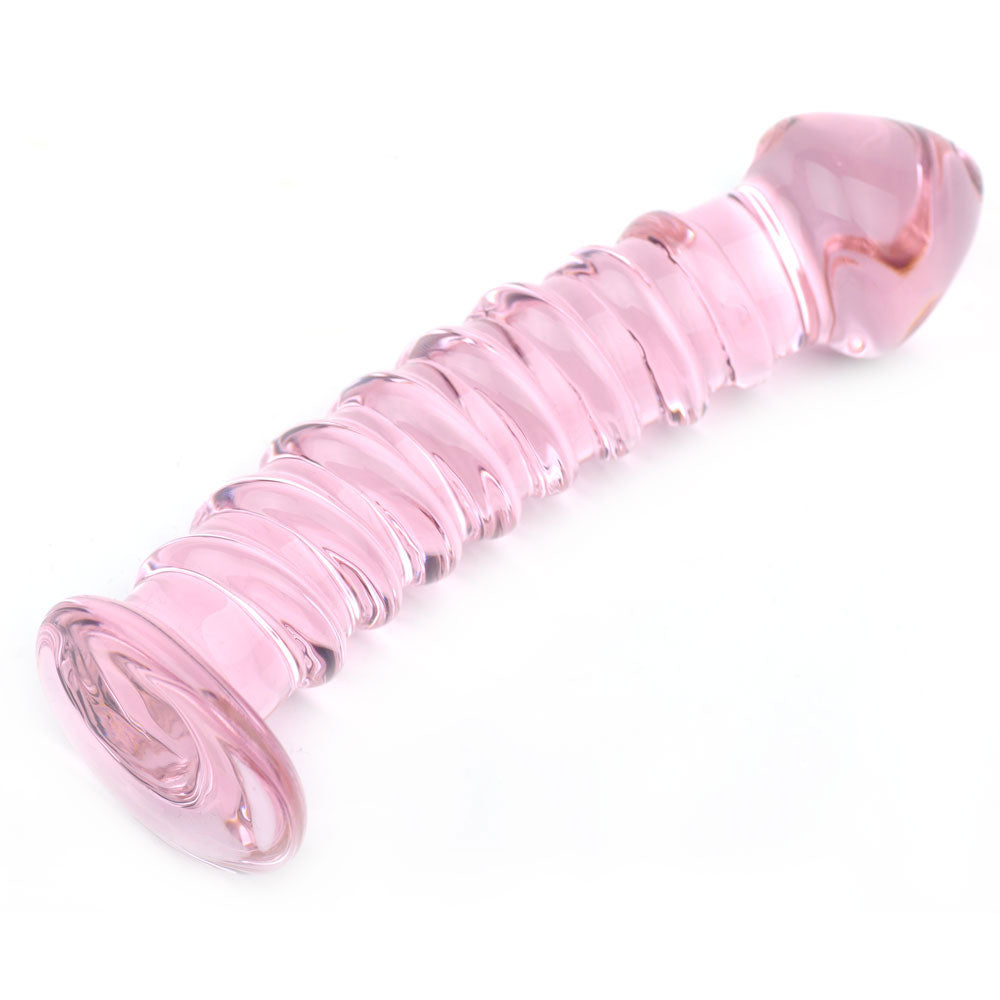 PlayBound UK adult toys & lingerie: textured pink glass dildo