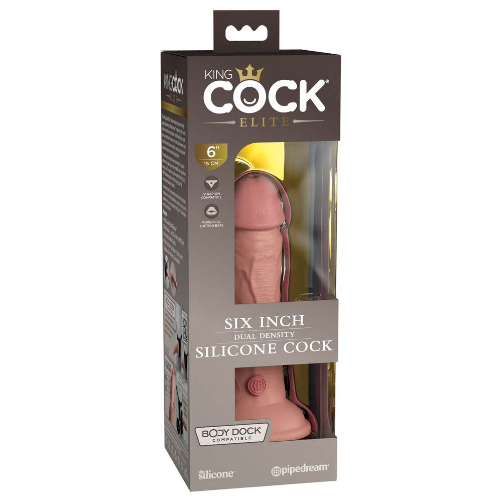 PlayBound UK adult toys & lingerie: king cock elite 6 inch dual density dildo caramel