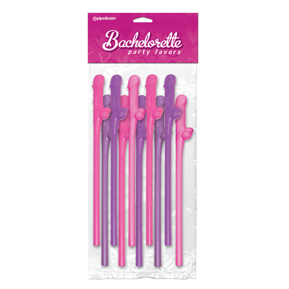 PlayBound UK adult toys & lingerie: bachelorette party favors 10 pecker straws pink and purple