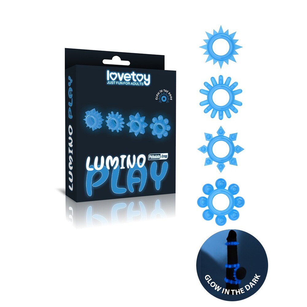 PlayBound UK adult toys & lingerie: lovetoy glow in the dark lumino play cock rings x4