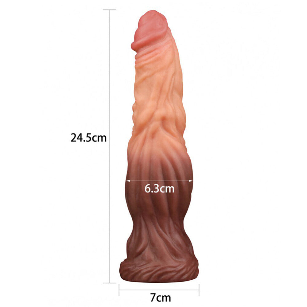 PlayBound UK adult toys & lingerie: lovetoy 9 5 inch dual layered silicone cock flesh brown