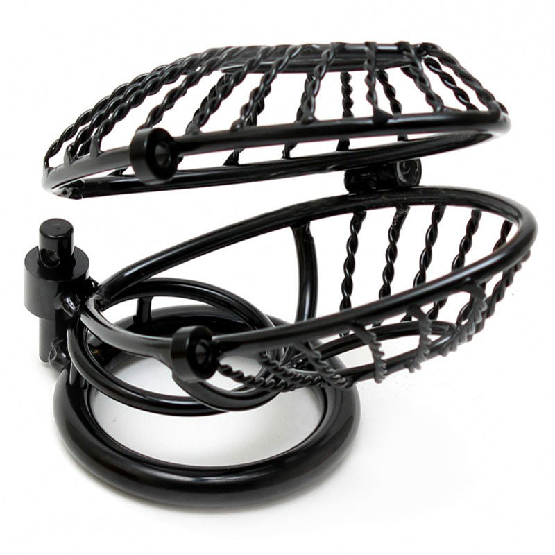 PlayBound UK adult toys & lingerie: opening metal male chastity device with 2 padlocks