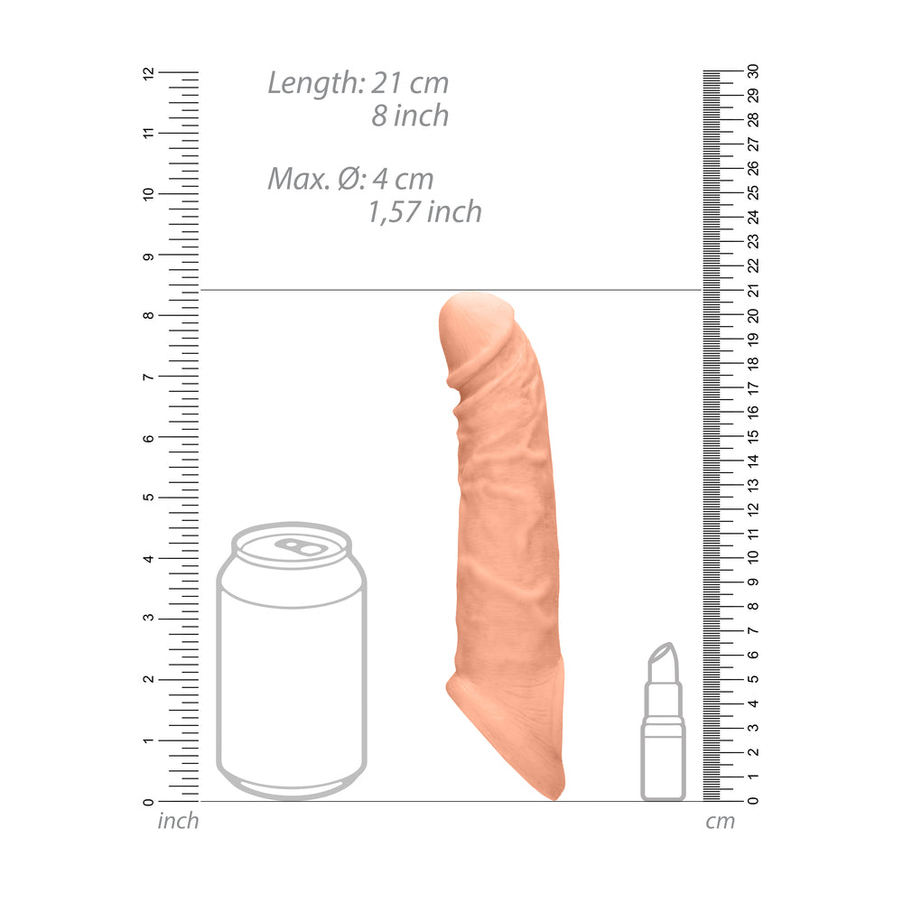 PlayBound UK adult toys & lingerie: realrock 8 inch penis sleeve flesh pink