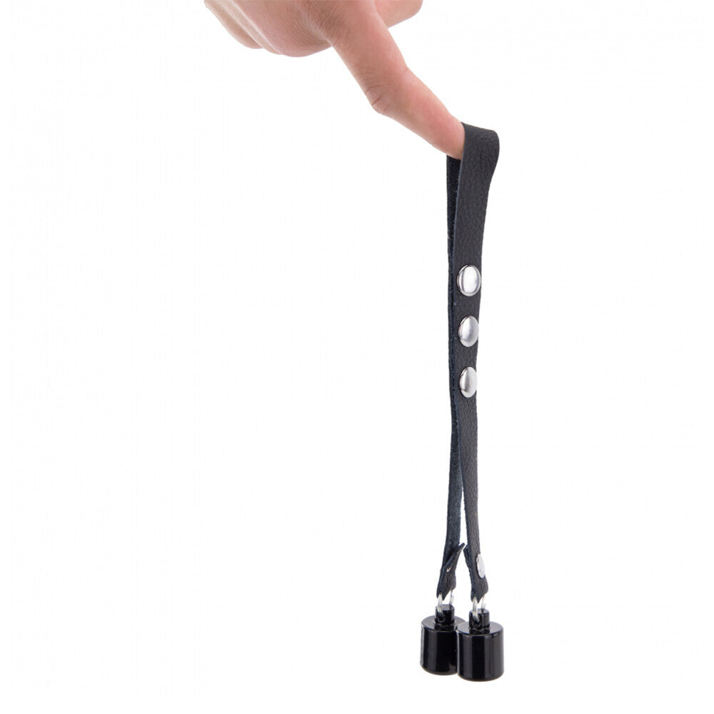 PlayBound UK adult toys & lingerie: the red leather ball stretcher with weights 2 x 50g