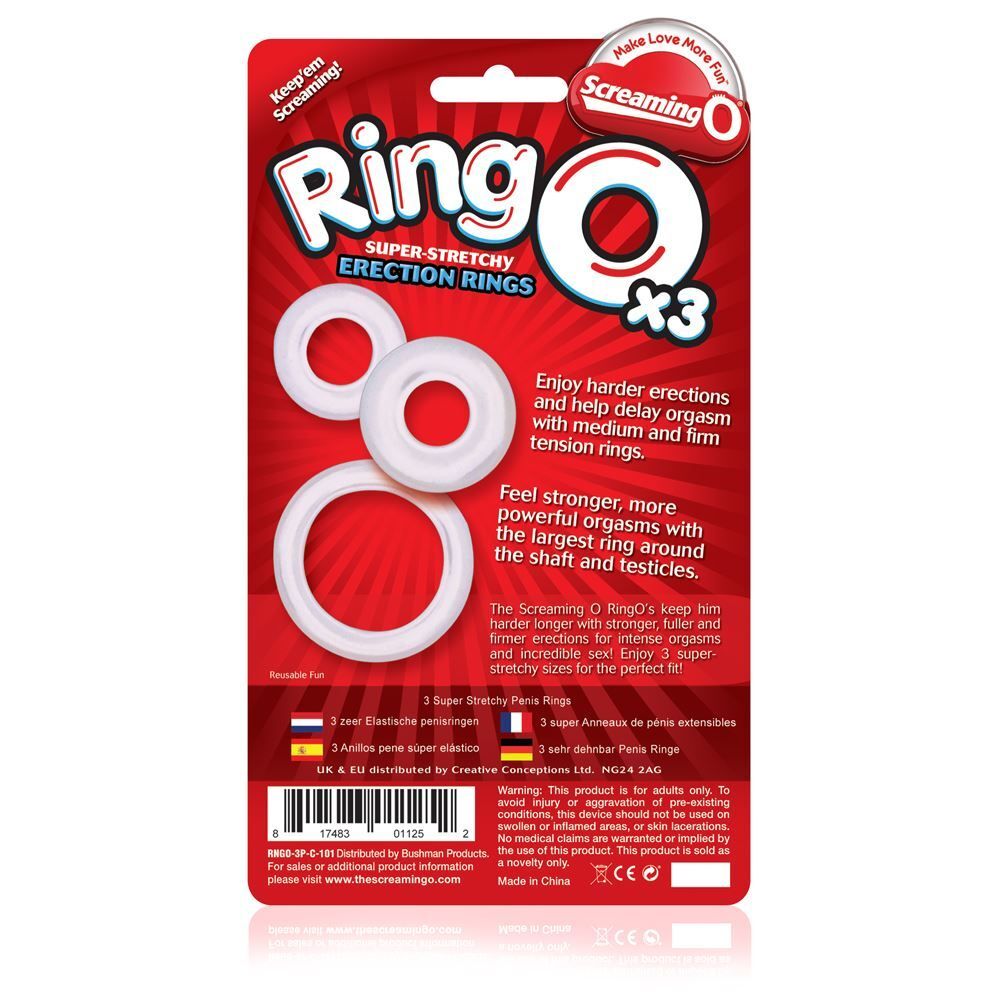 PlayBound UK adult toys & lingerie: screaming o ringo x3 clear cock rings