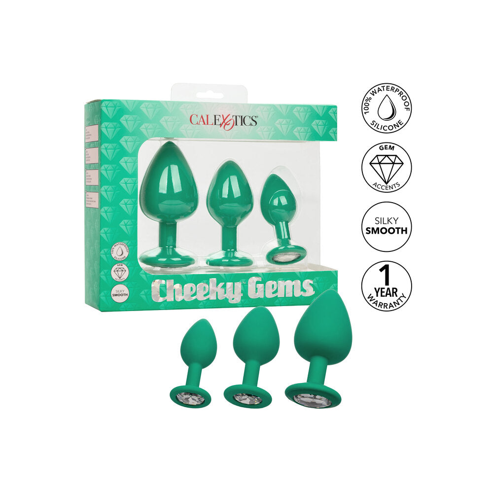 PlayBound UK adult toys & lingerie: cheeky gems butt plugs 3 piece set green