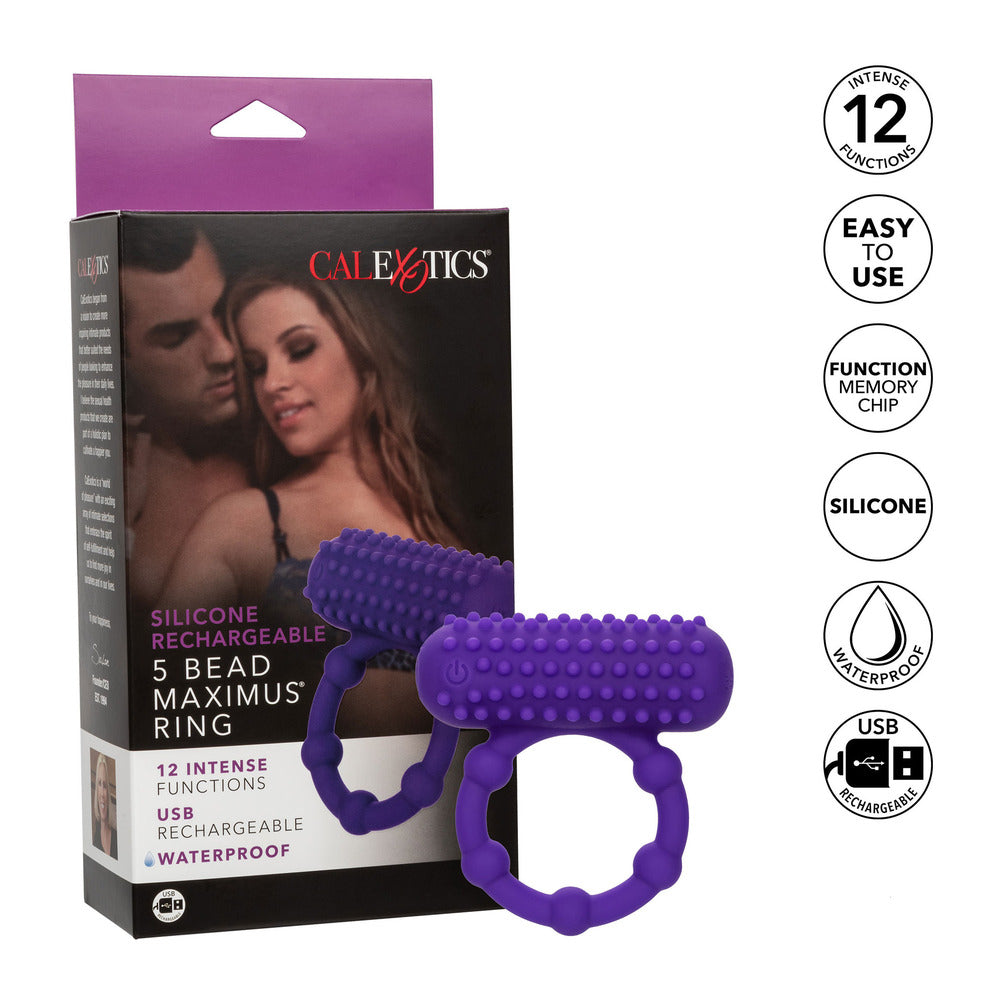 PlayBound UK adult toys & lingerie: 5 bead maximus rechargeable cock ring