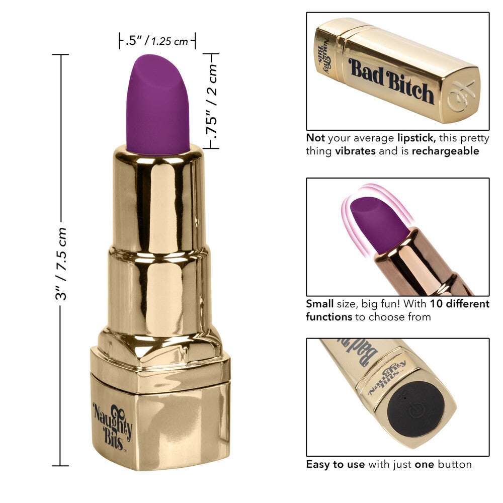 PlayBound UK adult toys & lingerie: naughty bits bad bitch rechargeable lipstick vibrator