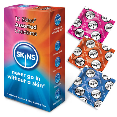 PlayBound UK adult toys & lingerie: skins condoms assorted 12 pack
