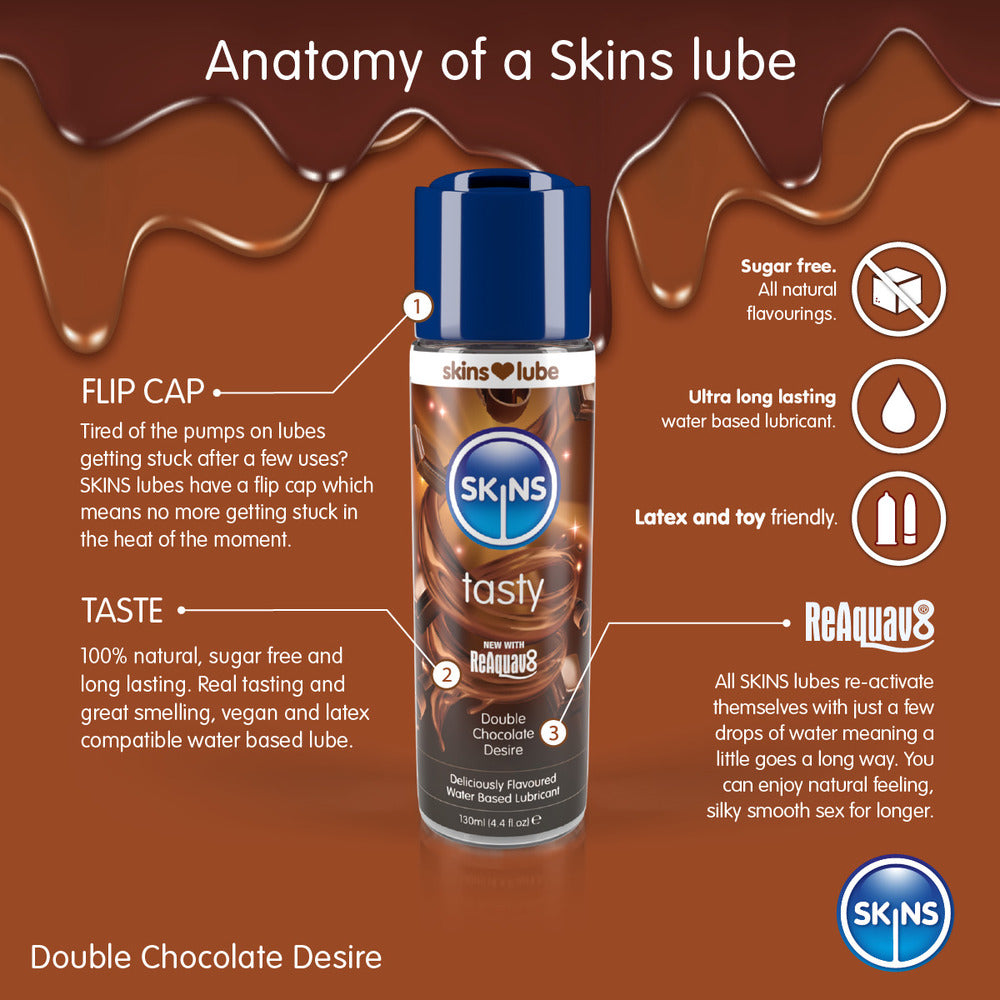 PlayBound UK adult toys & lingerie: skins double chocolate desire waterbased lubricant 130ml