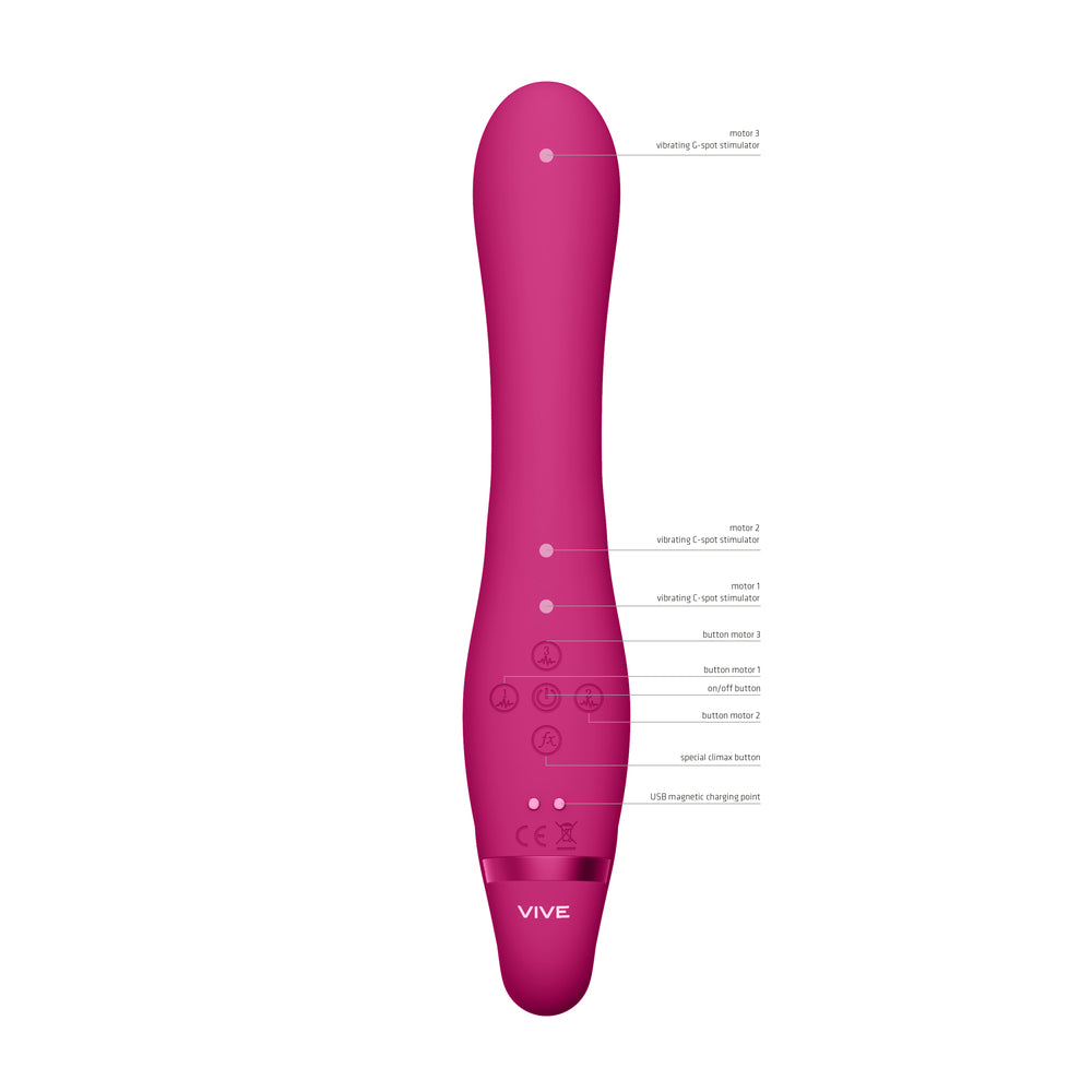 PlayBound UK adult toys & lingerie: vive suki triple action strapless strap on vibrator pink