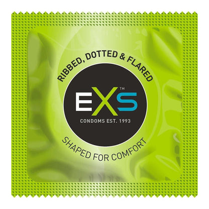 PlayBound UK adult toys & lingerie: exs comfy fit ribbed and dotted condoms 12 pack