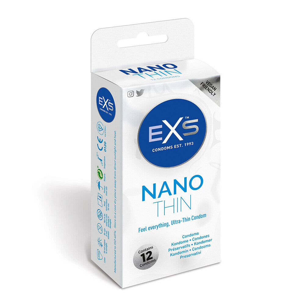 PlayBound UK adult toys & lingerie: exs nano thin condom 12 pack
