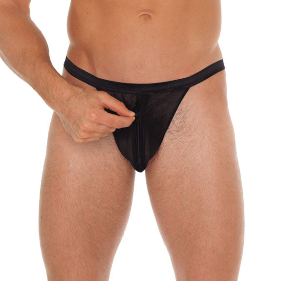 PlayBound UK adult toys & lingerie: mens black gstring with pouch