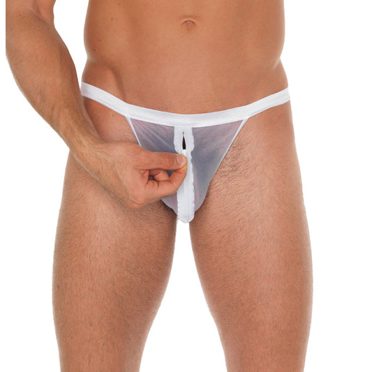 PlayBound UK adult toys & lingerie: mens white mesh pouch with gstring