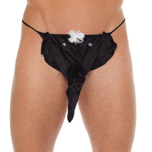 PlayBound UK adult toys & lingerie: mens black gstring with elephant animal pouch