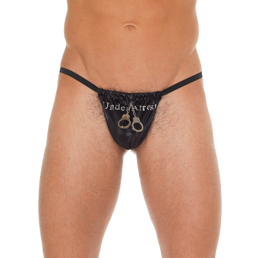PlayBound UK adult toys & lingerie: mens black gstring with handcuff pouch