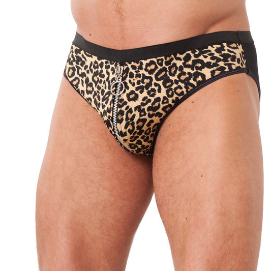 PlayBound UK adult toys & lingerie: mens animal print briefs with zipper