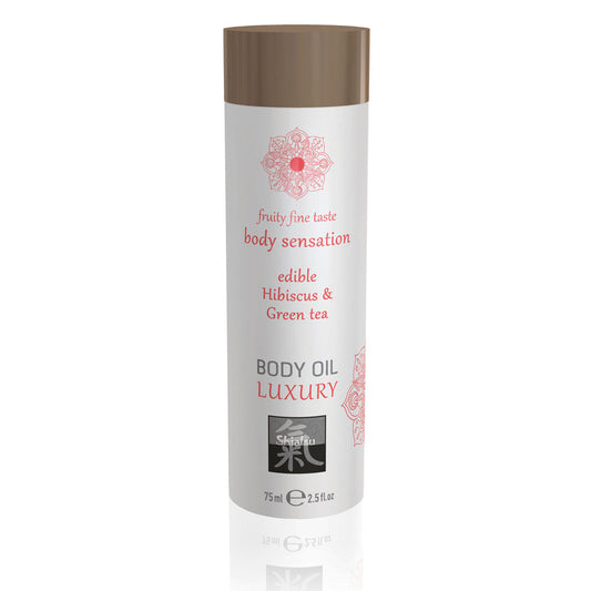 PlayBound UK adult toys & lingerie: shiatsu luxury body oil edible hibiscus and green tea 75ml