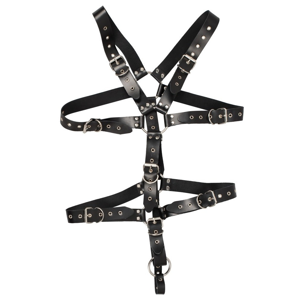 PlayBound UK adult toys & lingerie: mens leather adjustable harness with cock ring