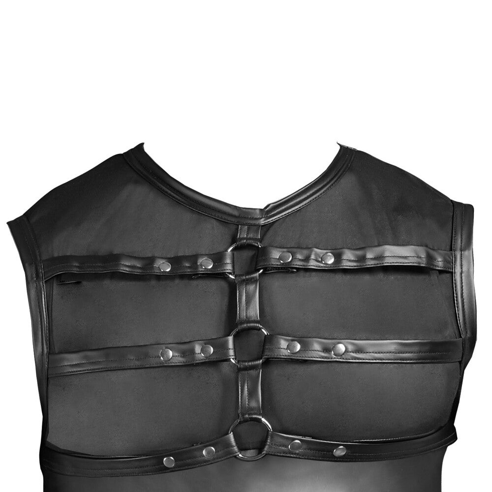 PlayBound UK adult toys & lingerie: nek matte look shirt with chest harness black