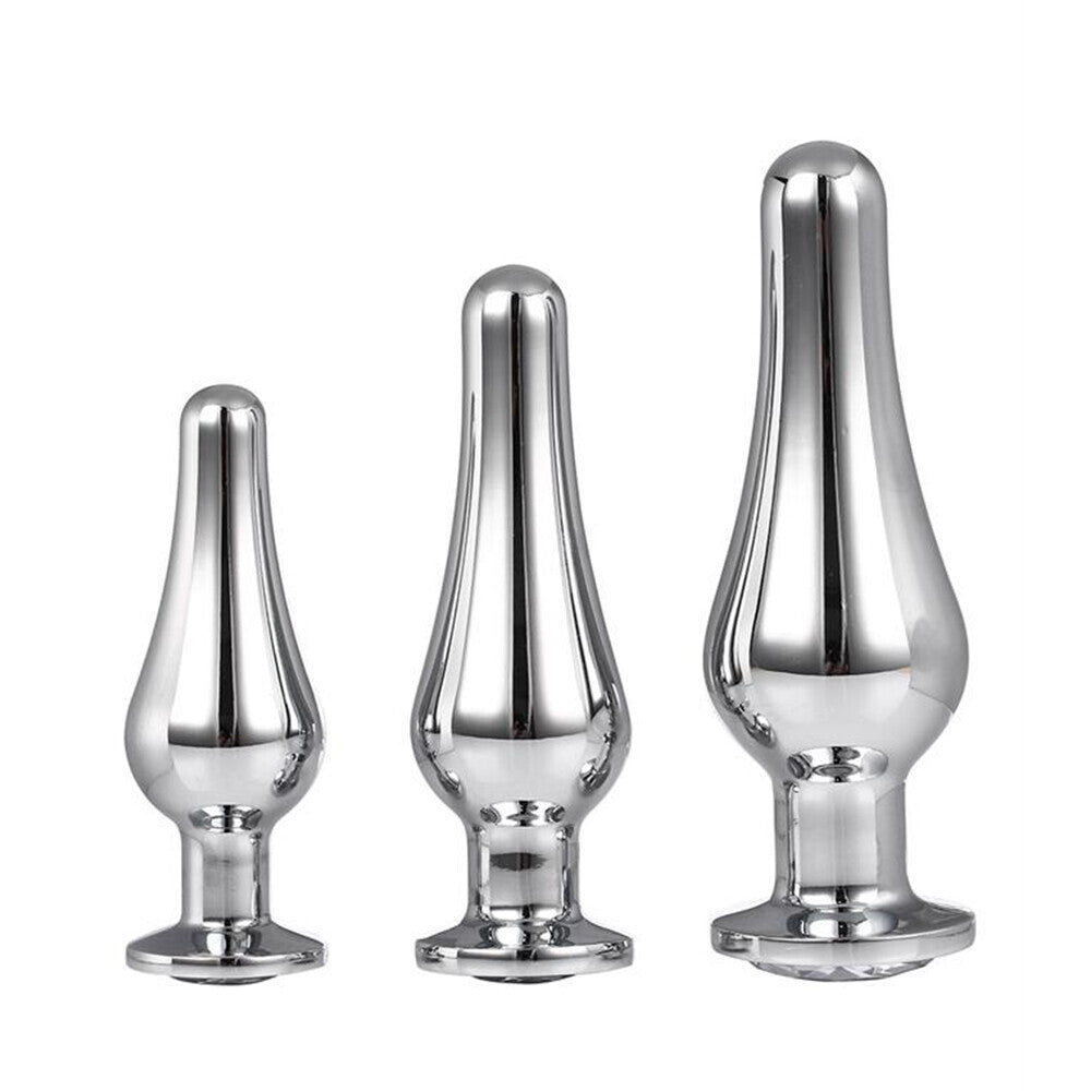 PlayBound UK adult toys & lingerie: gleaming butt plug set silver