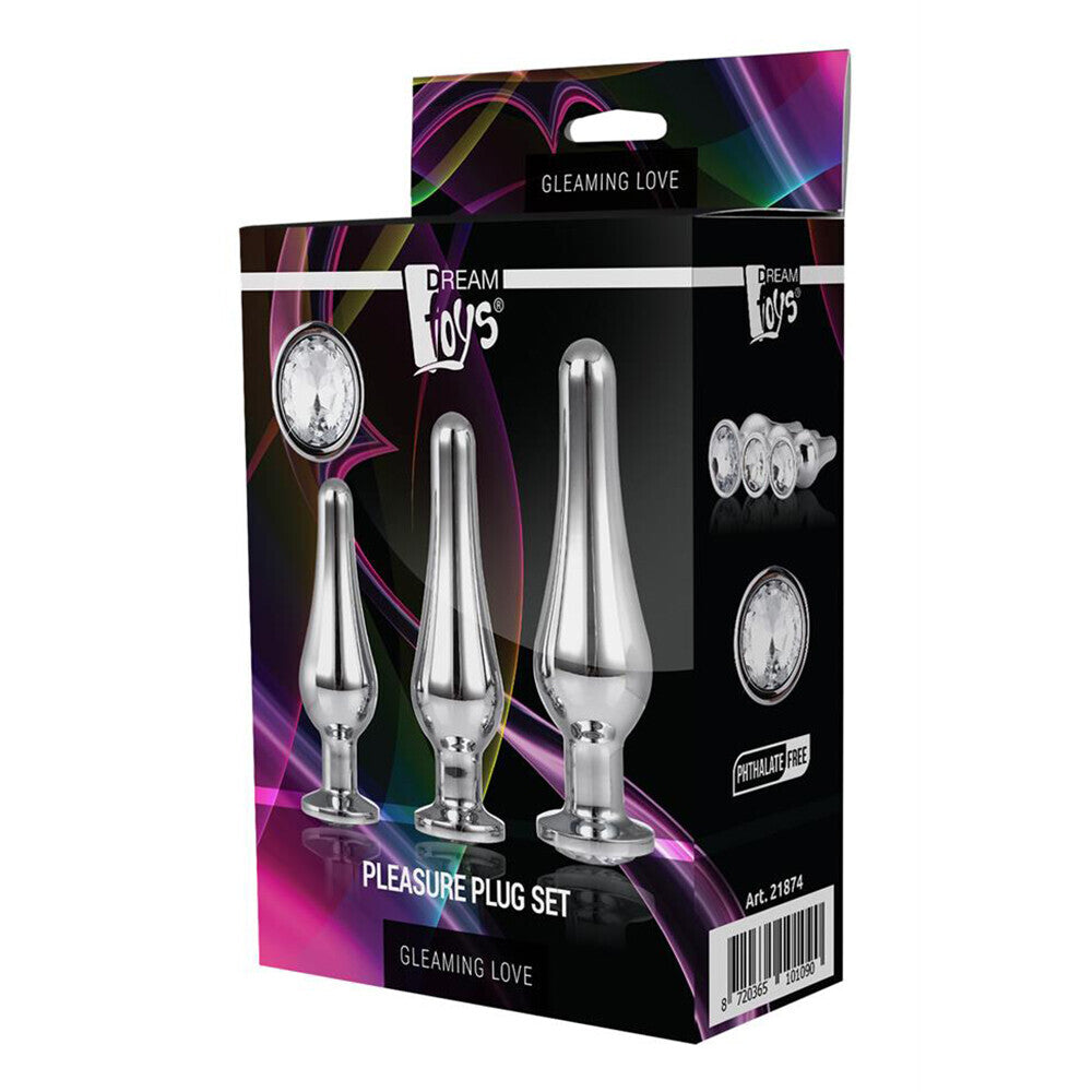 PlayBound UK adult toys & lingerie: gleaming butt plug set silver