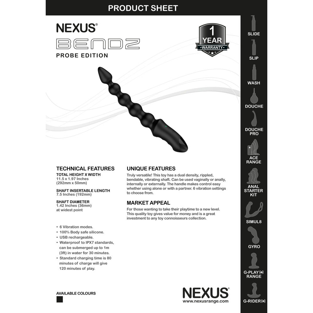 PlayBound UK adult toys & lingerie: nexus bendz vibrating anal probe